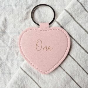Leren hanger - Hart roze oma